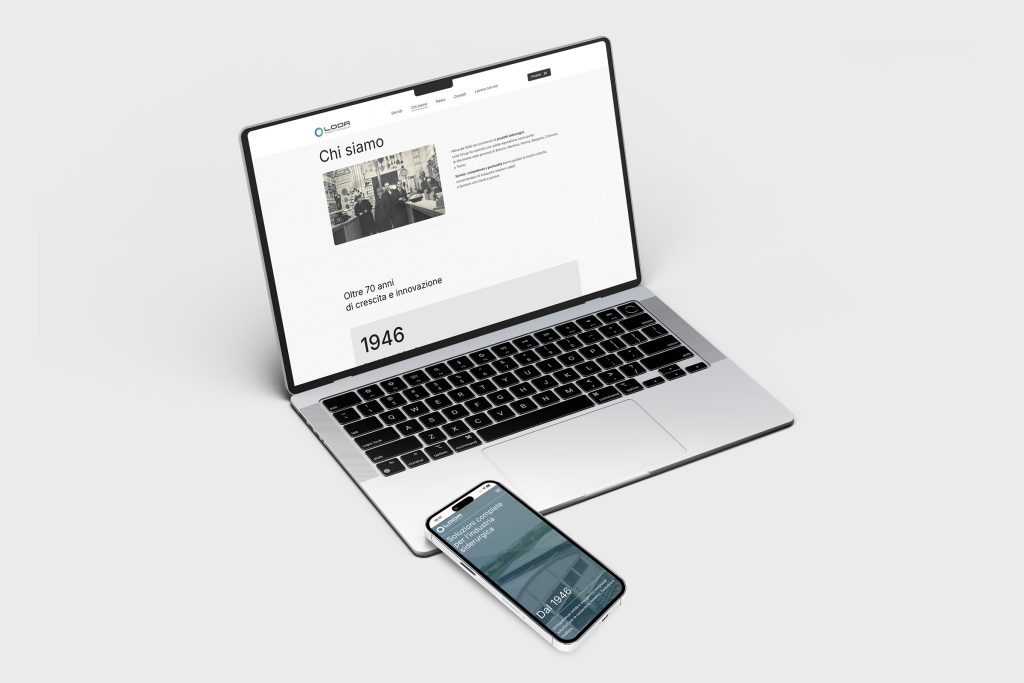 Copertina portfolio Loda Group: web design istituzionale e digitalizzazione cataloghi per il settore siderurgico firmata Mr Keting.