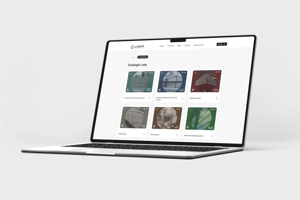 Copertina portfolio Loda Group: web design istituzionale e digitalizzazione cataloghi per il settore siderurgico firmata Mr Keting.